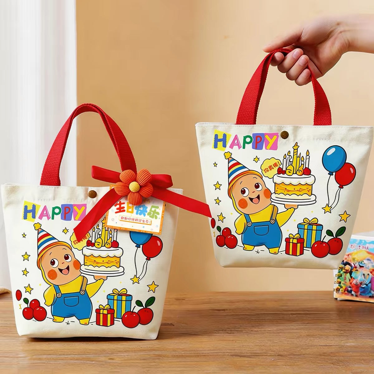 Canvas Bag XINGX Primary School Students Full Moon Full Year Birthday Gift Bag Kindergarten Gift Handbag
