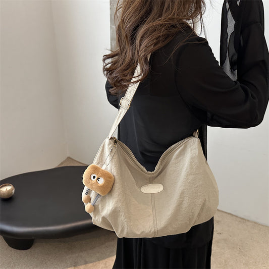 Stylish Crossbody Bag for Women with Cute Pendant, Large Capacity Casual Shoulder Bag for Daily Use and School