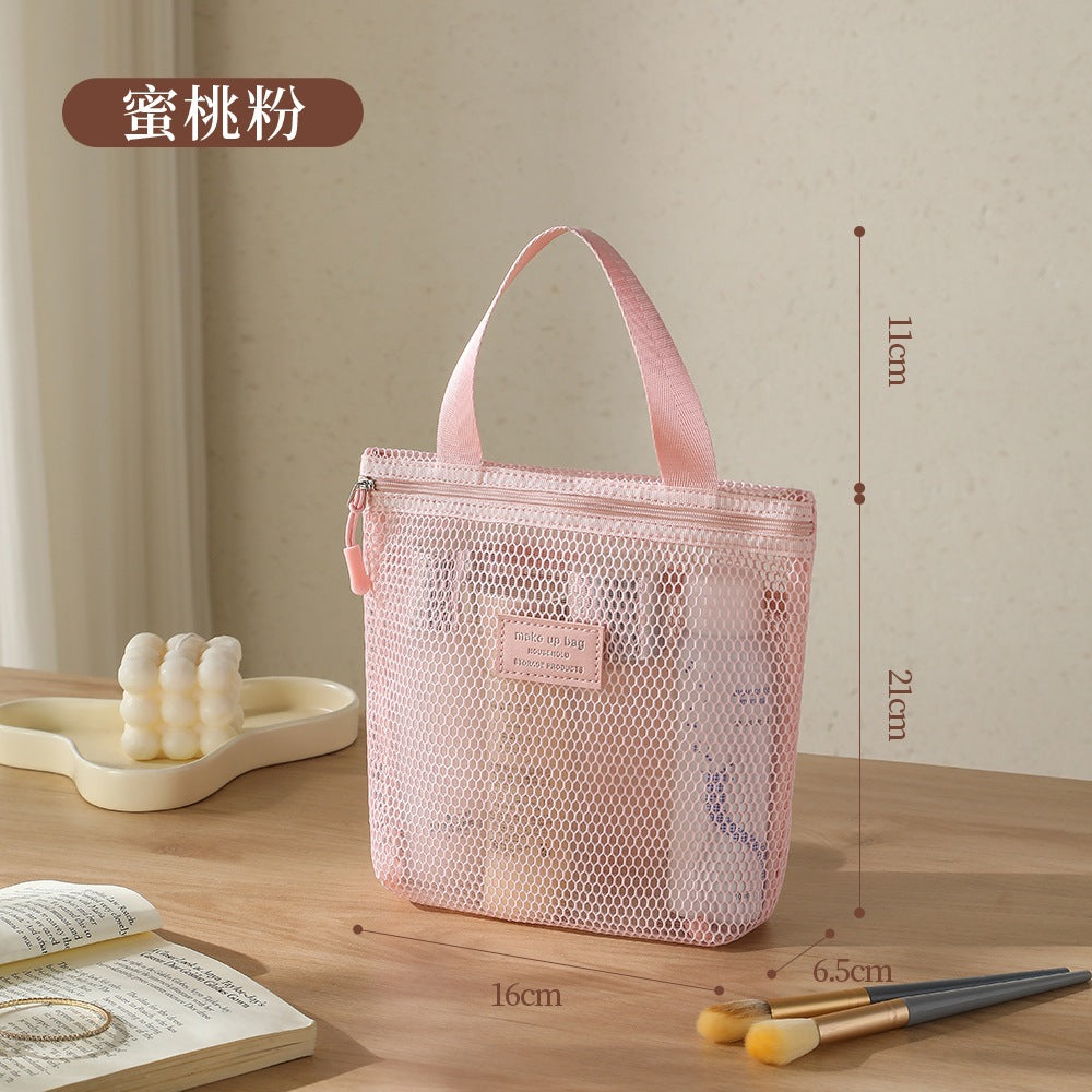 Breathable Mesh Makeup Bag with Zipper Closure, Lightweight Travel Organizer for Daily Use and Trip Essentials