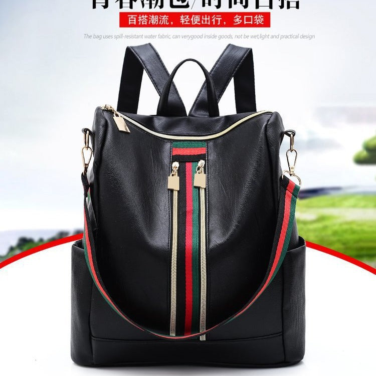 Pu Backpack Women's New Korean-Style Preppy Style Large Capacity British Wild Travel Schoolbag