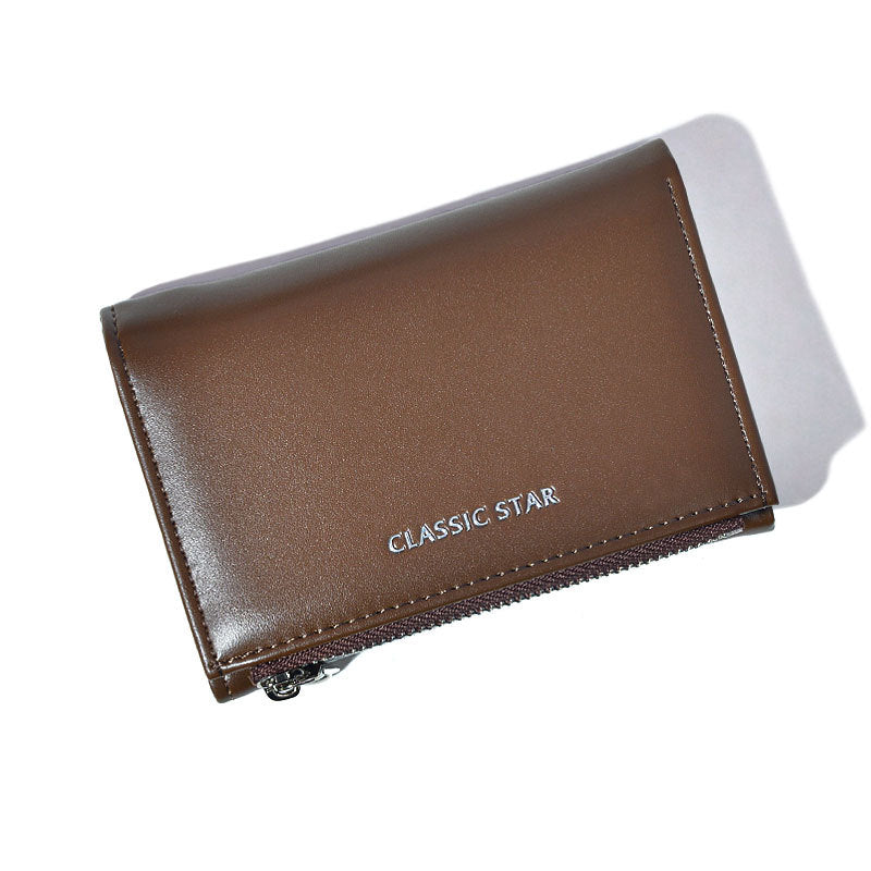 Fashionable Minimalist Zipper Trifold Wallet for Women with Large Capacity and Card Slots, Waterproof and Antibacterial PU Leather Design
