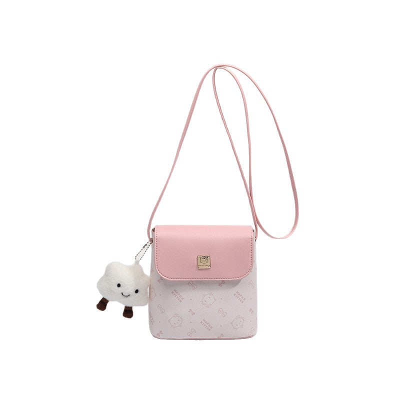 Korean Style New Simple Small Square Bag with Cute Pendant Fashionable All-Match Daily Messenger Bag