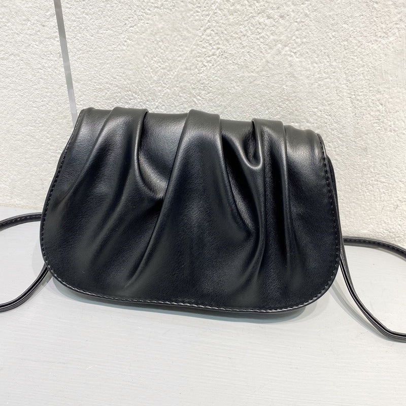 2025 Trendy Pleated Crossbody Bag for Women, Fashionable Small Square Shoulder Bag with Magnetic Closure and Inner Pockets