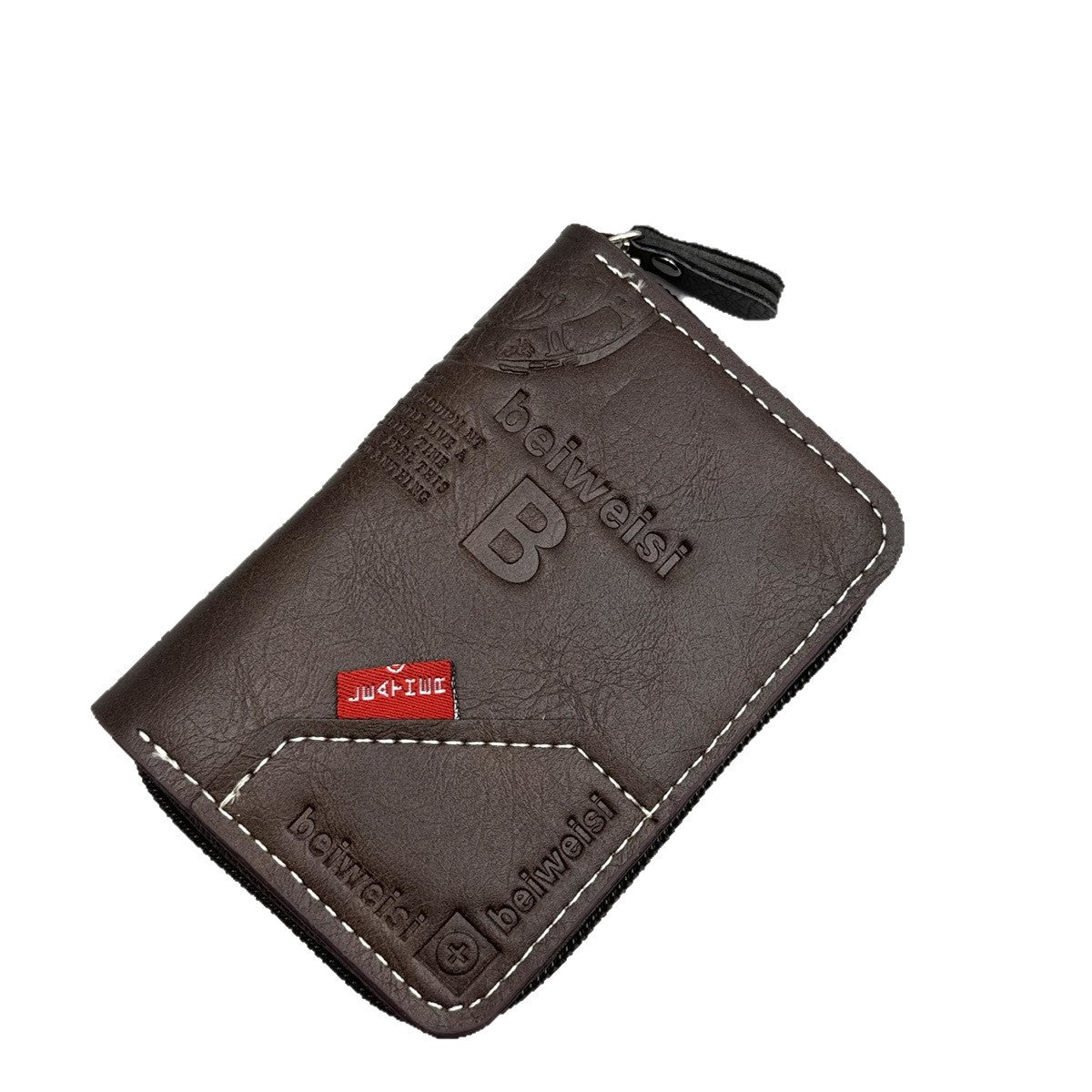 Men's Wallet Fashion Pu Multiple Card Slots Zipper Card Holder Multifunctional Daily Storage Coin Purse