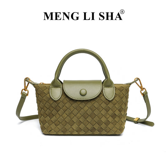 Woven Bag Women's Fashion Longchamps Bag Trendy One-Shoulder Crossbody Dumpling Bag Commuter's All-Matching Portable Small Square Bag