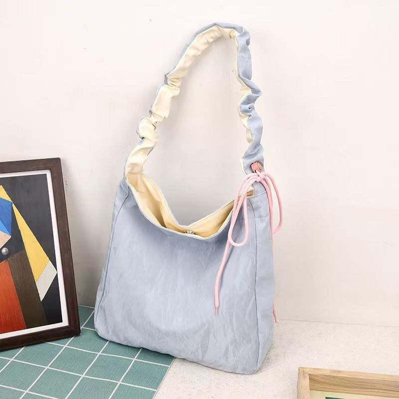 Women's Premium Pleated Tote Bag Magnetic Snap Open and Close Adjustable Shoulder Strap Everyday Joker Fashion Shoulder Bag