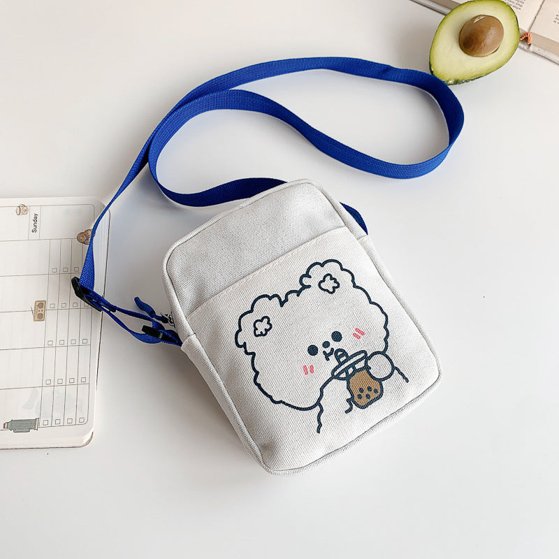 Cute Crossbody Bag Women's New Trendy Fresh Student All-Match Mobile Phone Canvas Bag