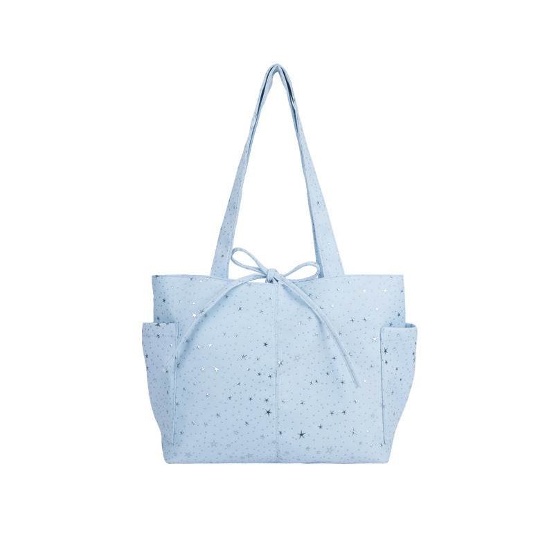Women's Shoulder Bag Korean Style XINGX Rhinestone Canvas Tote Bag Large Capacity Shoulder Portable Commute Leisure Travel Versatile