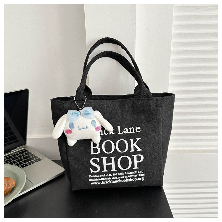 Minimalist Canvas Tote Bag with Book Shop Print for Daily Use and Commuting