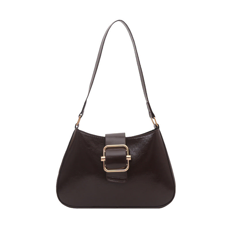 Women's Korean-Style Retro Square Shoulder Bag Simple Lock Latch Design Commuter Everyday Joker Messenger Bag