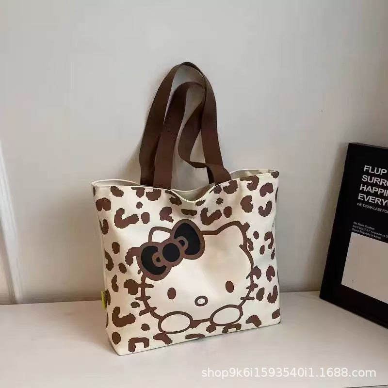 Cartoon Canvas Bag Women's All-Match Shoulder Commuter Tote Large Capacity