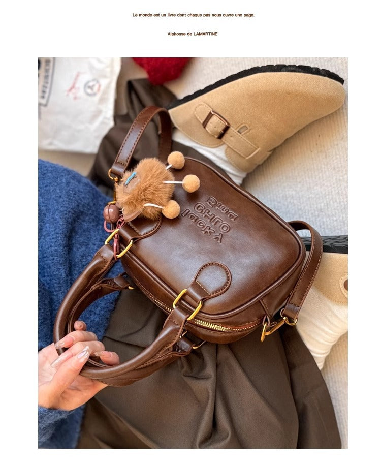 Bowling Style Women's Cross-Body Bag Fashion PU Leather Small Square Bag Fashion Minority Design