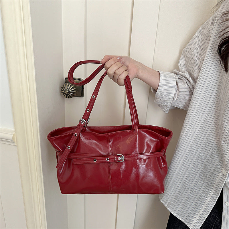 Retro Exquisite Tote Bag Large Capacity Commuter Shoulder Bag Everyday Joker Street Fashion