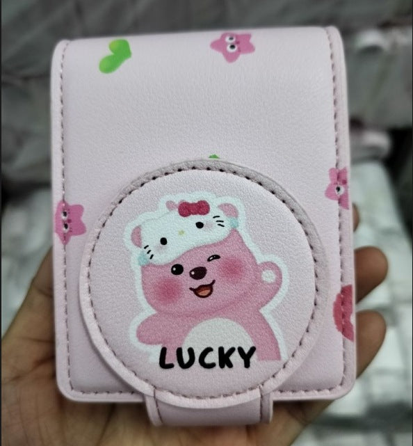 Women's Wallet Cute Hello Kittylipstick Bag with Mirror Portable Cosmetic Bag Travel Makeup Storage Small Bag for Daily Use