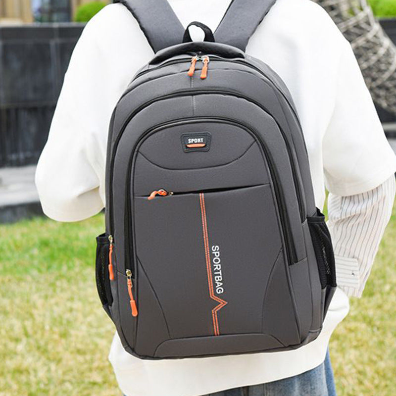 Men's Large Capacity Backpack Student Travel Computer Backpack Wear-Resistant Oxford Cloth Material Ergonomic Curved Shoulder Strap Design