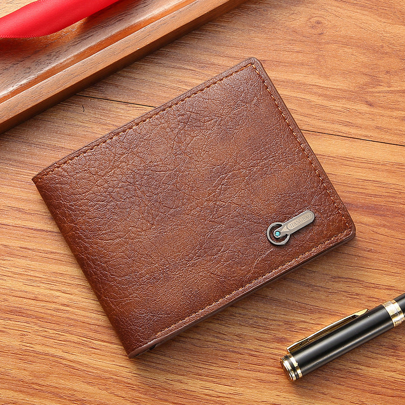 Men's Fashion Leather Wallet Geometric Pattern Design Daily Practical Short Wallet
