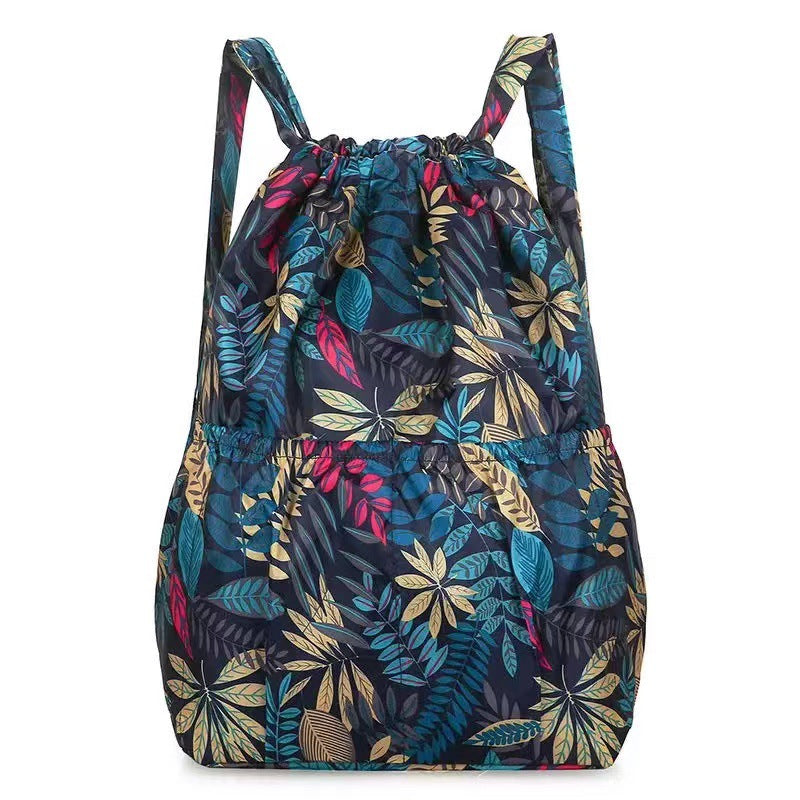 Women's Drawstring Backpack Women's Lightweight Waterproof Multi-Pocket Daily Travel Backpack