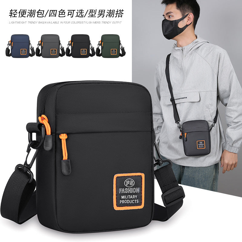 Stylish Men's Crossbody Bag for Outdoor Activities, Durable Nylon Mini Shoulder Bag with Adjustable Strap and Fashionable Stitching Design