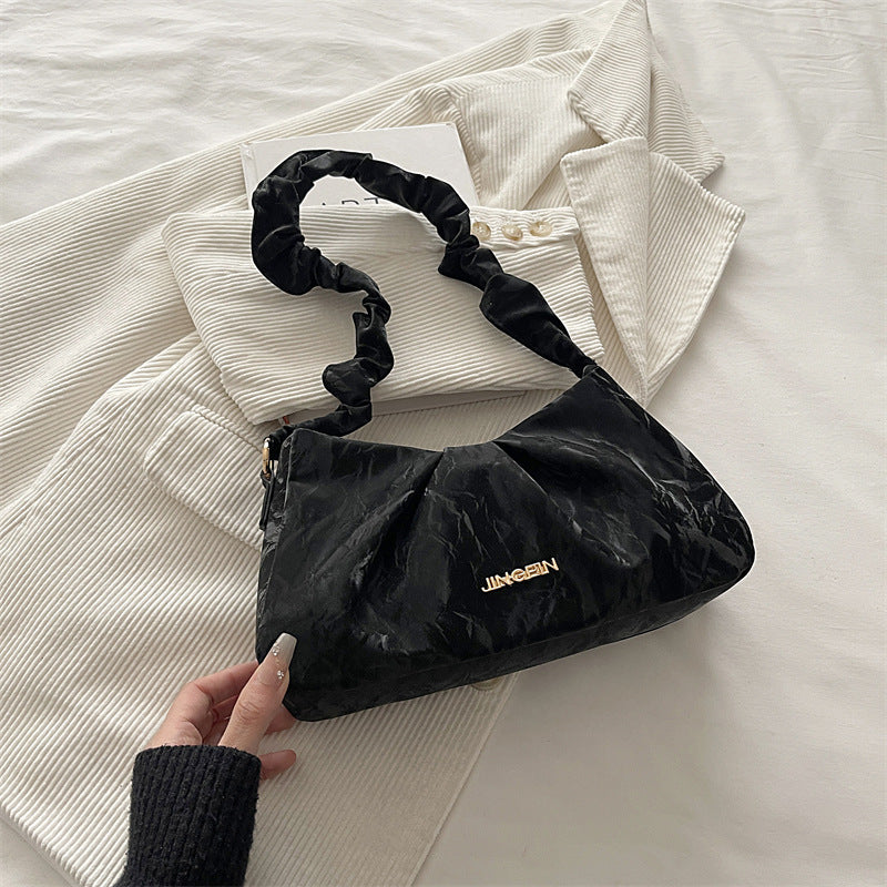 Summer Solid Color Pleated New Western Style Fashion Bowknot Chain Crossbody Handbag for Women