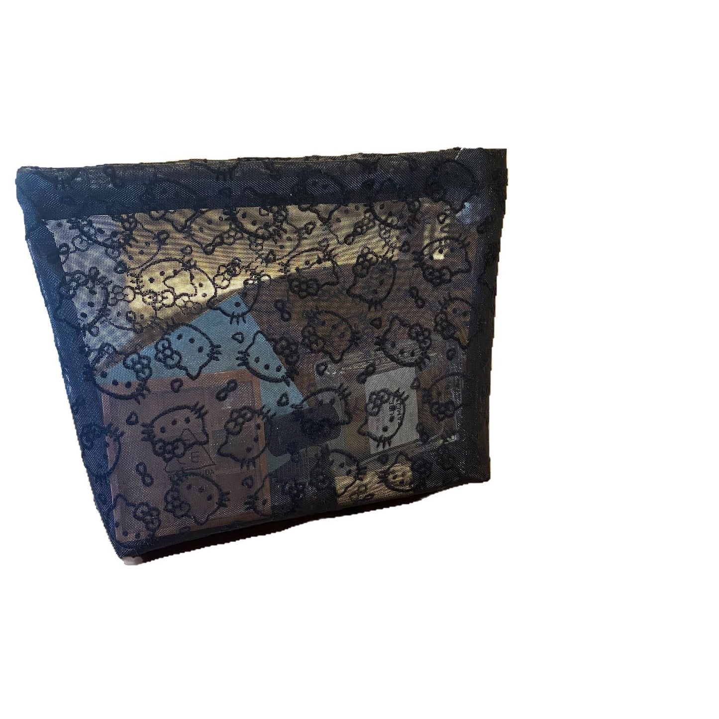 Cute Cat Mesh Girl Cosmetic Bag Breathable and Simple Makeup Buggy Bag Stylish and Portable Clutch