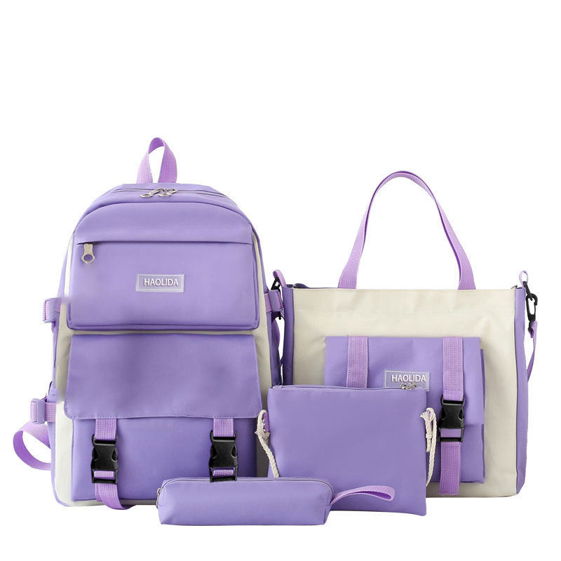 Cute Campus Style Backpack Set with Matching Bag and Accessories for Students