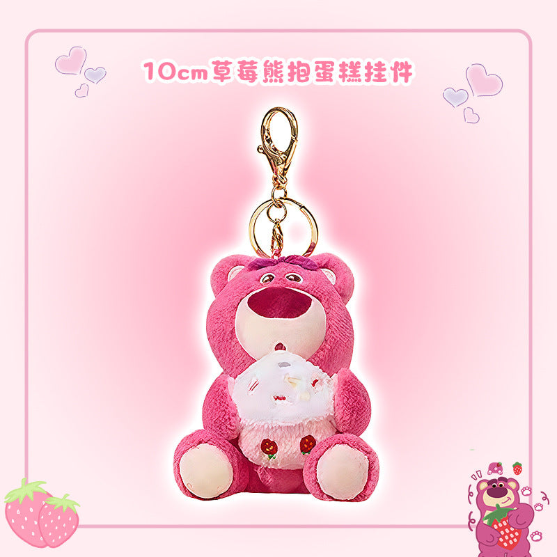 Girls Crossbody Bag Strawberry Bear Plush Head-Shaped Satchel Cute Animal Shape