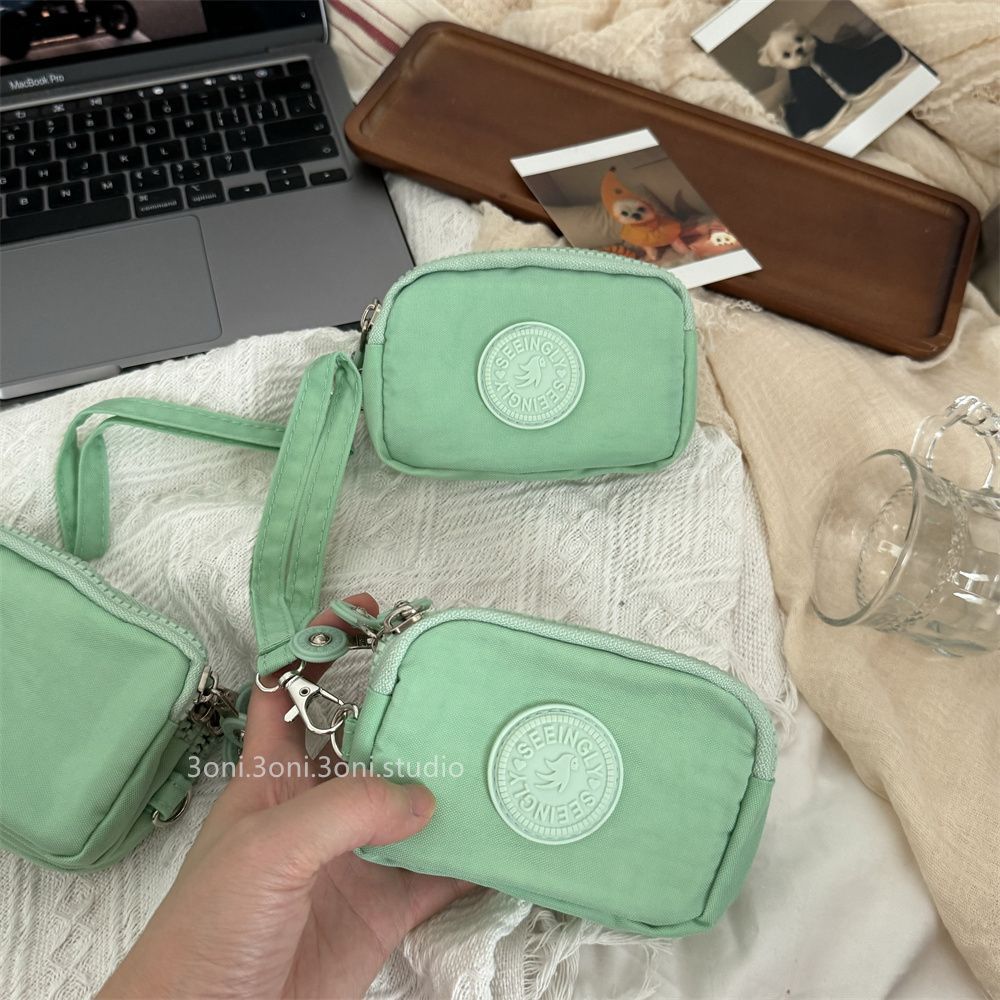 Taro Purple Nylon Coin Purse Female Storage Mini Lipstick Earphone Multi-Layer Small Card Holder