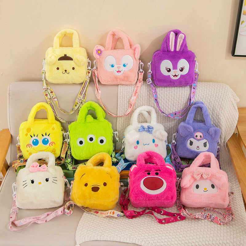 New Cartoon Cute SpongeBob Doll Crossbody Bag Cinnamoroll Babycinnamoroll Girl Plush Toy Bag