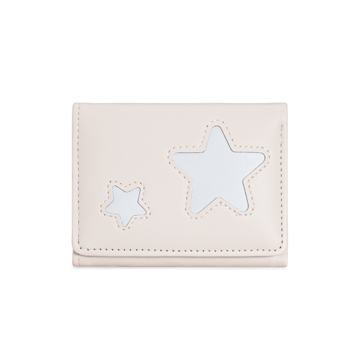Cute Star Applique Trifold Wallet for Women, Soft PU Leather with Anti-Theft Feature, Minimalist and Sweet Design Perfect for Daily Use