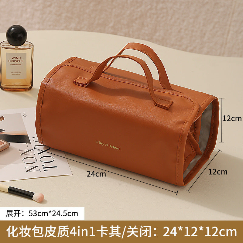 Elegant Waterproof Cosmetic Bag with Transparent Compartment for Travel and Daily Makeup Storage
