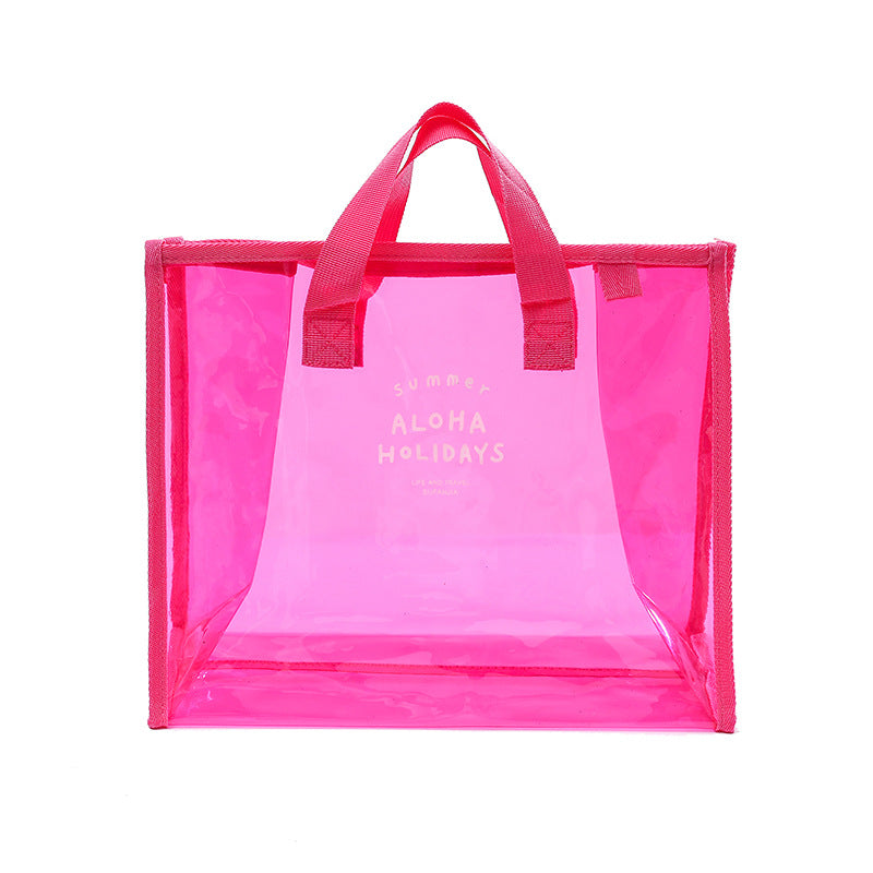 Transparent PVC Beach Tote Bag for Swimming and Travel - Waterproof, Fashionable, Multi-Functional Storage Bag with Summer Design