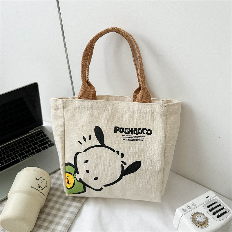 Women's Canvas Bag New Simple Commute Lunch Box Lunch Bag Fashion Mini Portable Small Cloth Bag