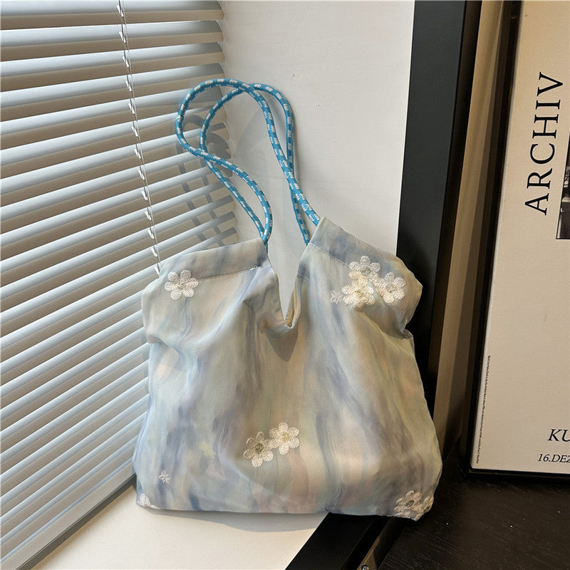Large Capacity Canvas Bag Women's Summer Popular New Hand-Carrying Casual Simple One Shoulder Underarm Bag