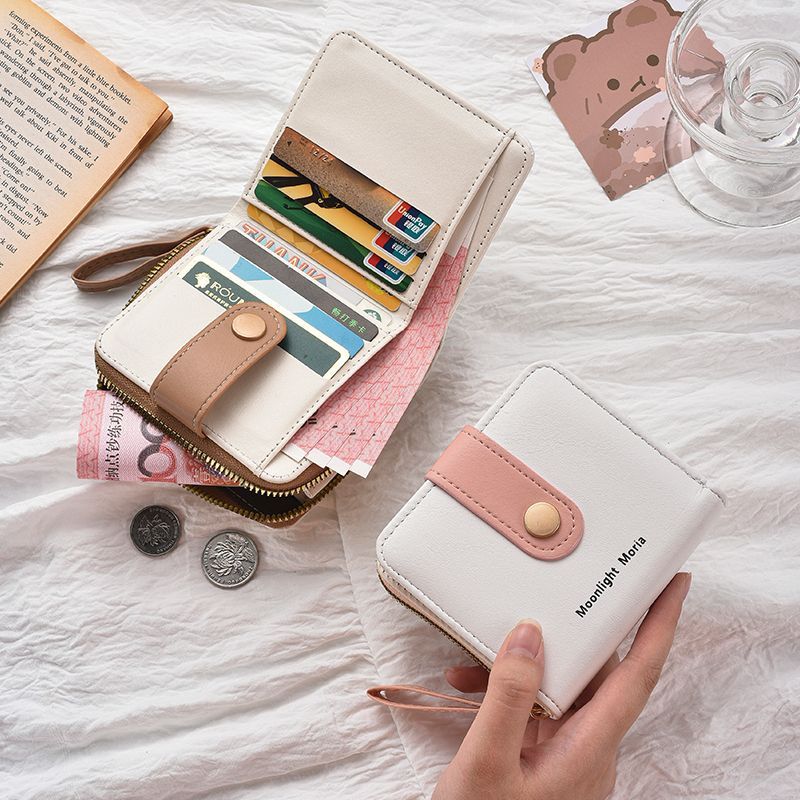 Simple Cute Kitten Japanese Style Women's Buckle Coin Pocket Portable Belt Women's Multi-Functional Short Wallet Wallet Card Holder