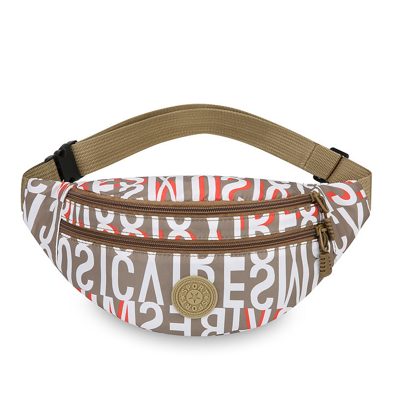 Stylish Letter Print Crossbody Bag for Men and Women, Lightweight Nylon Casual Travel Shoulder Bag with Zipper Closure