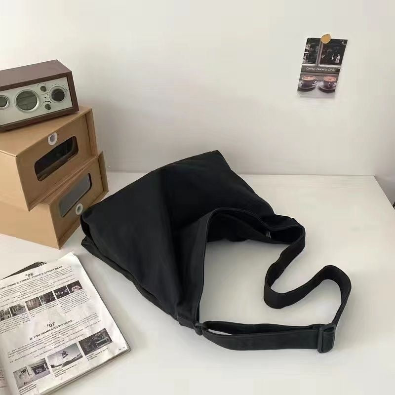 Minimalist Canvas Sling Bag for Daily Commute and Casual Outfits - Unisex Japanese Style Crossbody Bag with Large Capacity