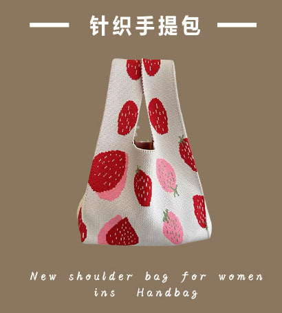 Vest Bag Women's Korean Knitted New Year Knitted Bag Hand Bag Knitted Oblique Bag