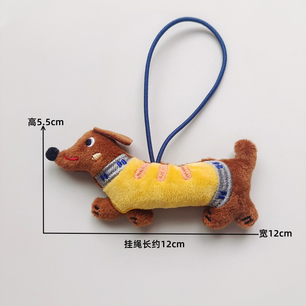 Cute Cartoon Dachshund Plush Keychain for Bag and Phone Decoration, Handmade Soft Toy with Stitched Details