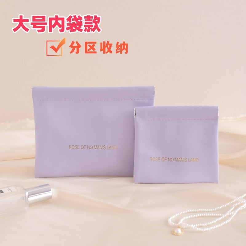 Minimalist PU Wallet with Auto-Closure Design for Earphones, Makeup, and Daily Essentials - Compact & Stylish