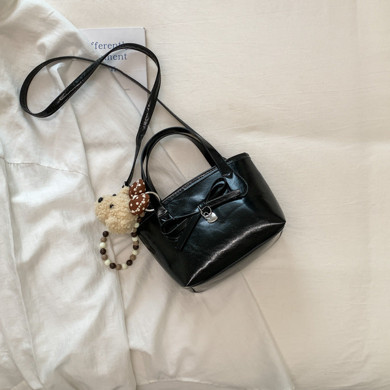 New Fashion Bowknot Bucket Bag Soft Pu Material Portable Crossbody Everyday Joker Practical Design