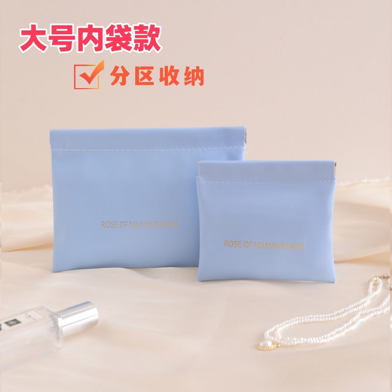 Minimalist PU Wallet with Auto-Closure Design for Earphones, Makeup, and Daily Essentials - Compact & Stylish