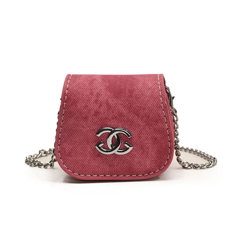 Mini Children Pouch All-Match Chic Chanel-Style Princess Chain Crossbody Change Earphone Bag Girls' Single-Shoulder Bag Tide