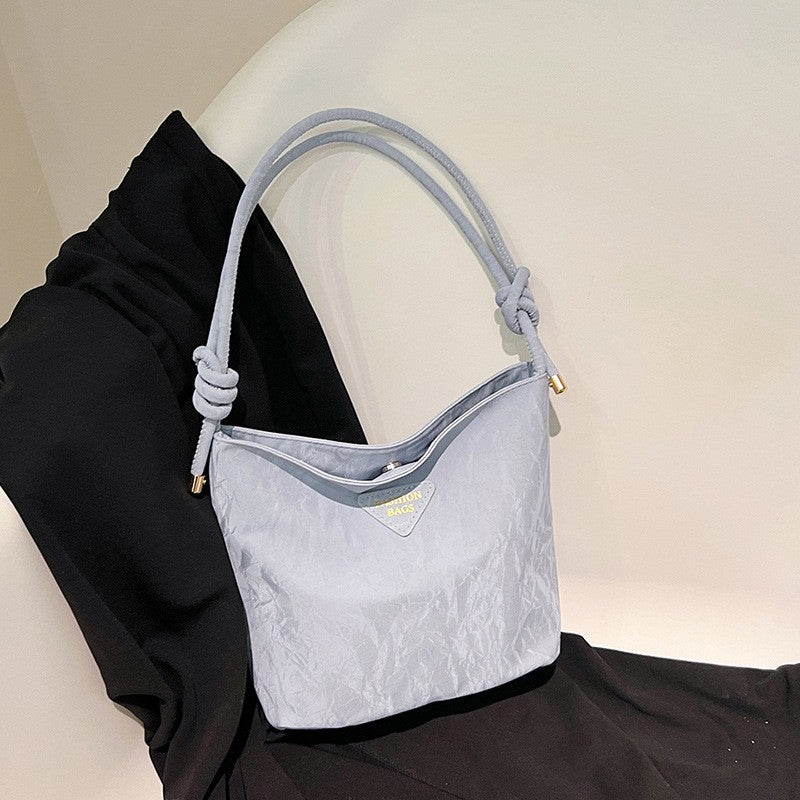 Women's Bag New Fashion Simple Solid Color Textured Artistic Style Western Style Leisure All-Match Shoulder Bag