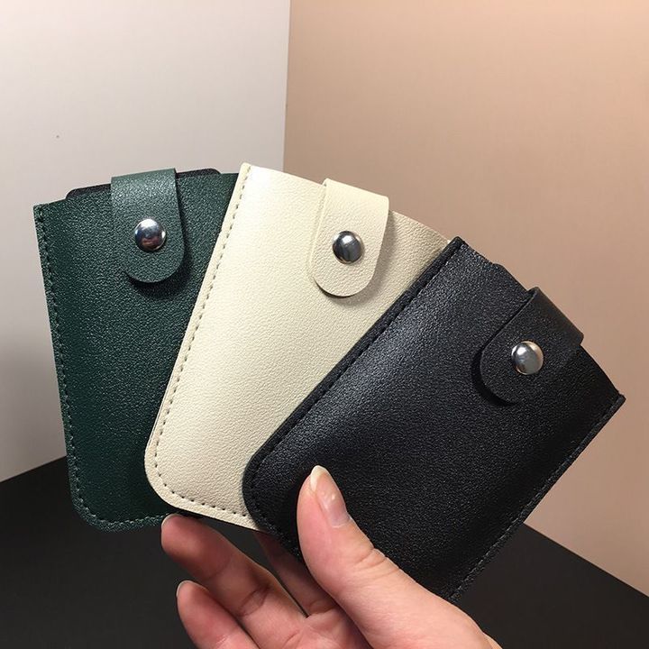 Stylish Leather Card Holder with Multi-Slot Design, Anti-Magnetic Protection and Convenient Pull-Out Feature for ID, Bank Cards and More