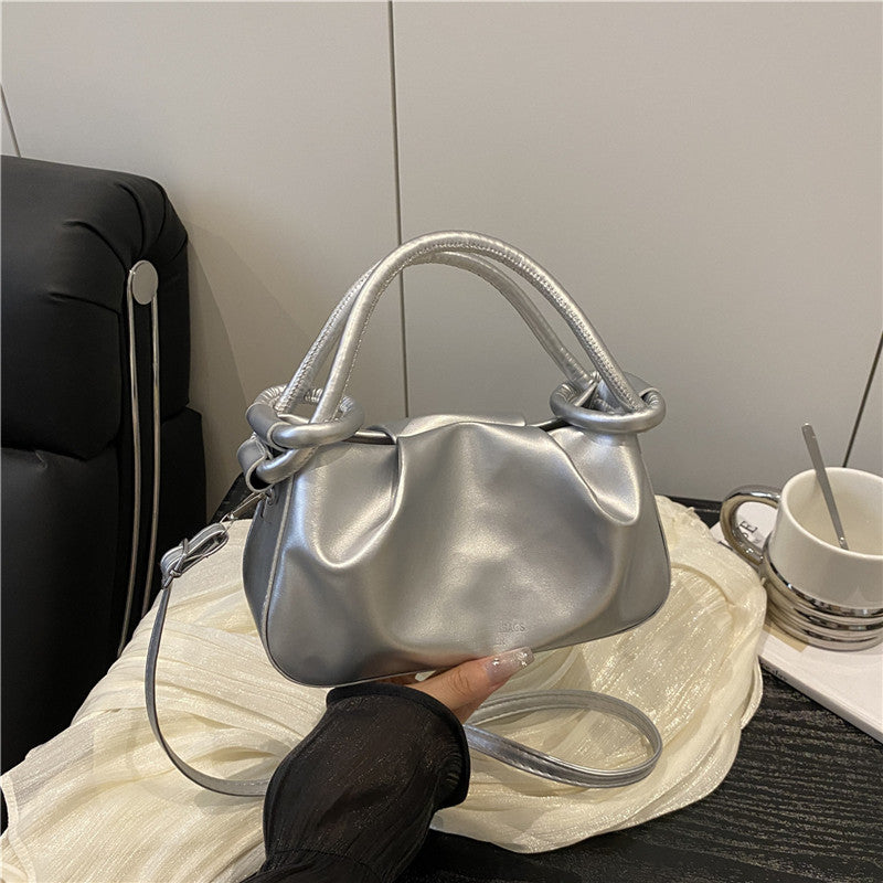 Elegant Pleated Cloud Bag for Women 2025 New Fashion Minimalist Shoulder Crossbody Handbag with Magnetic Closure and Soft PU Leather