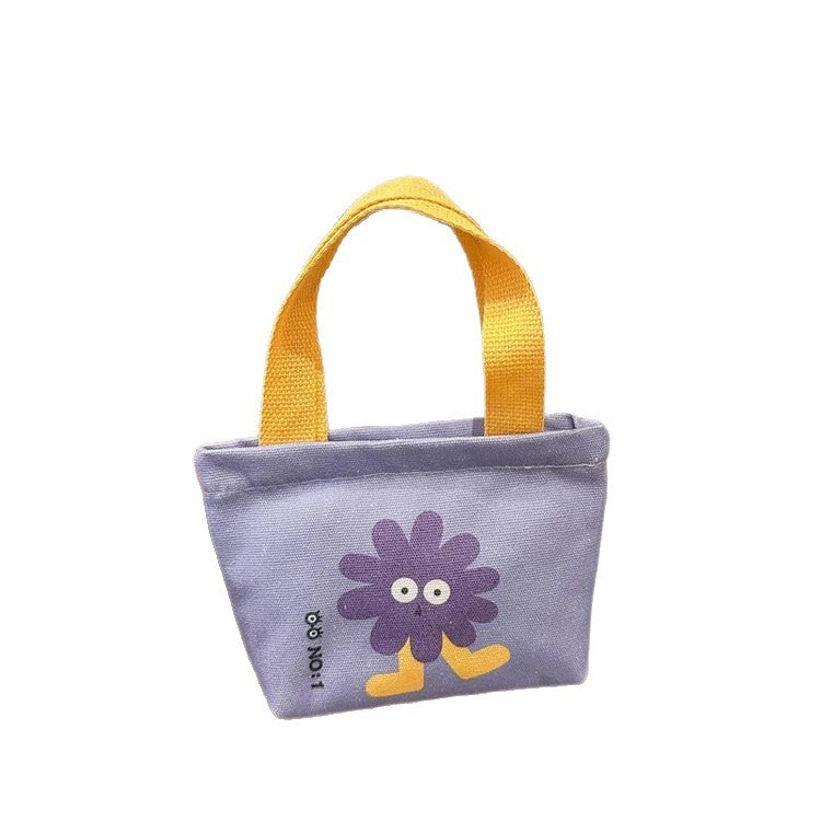 Portable Mini Fashion out Small Handbag Women's New Sundries Canvas Bag Office Worker New Storage Small Carrying Bag