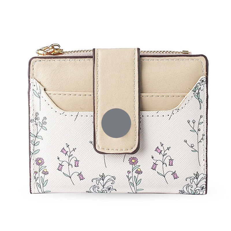 Chic Floral Mini Wallet for Women with Magnetic Closure and Card Slots, Elegant Design for Daily Use