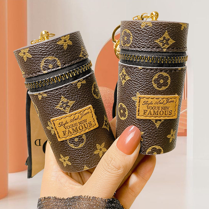 Coin Purse Women's Retro Printing Mini Lipstick Cosmetic Bag New Small Earphone Keychain Bag