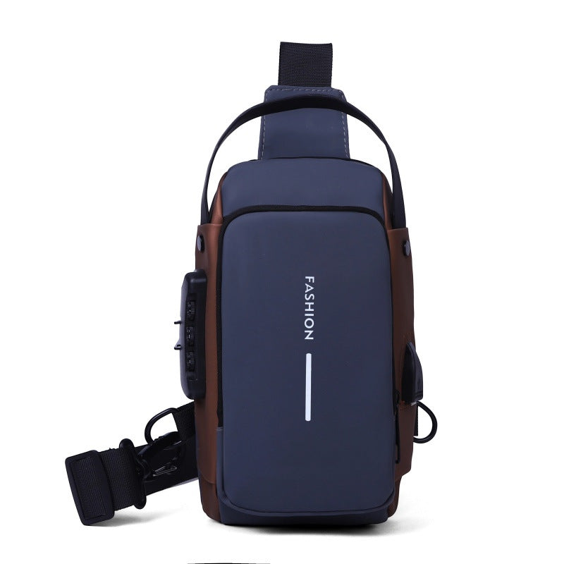 Chest Bag Men's Anti-Theft Outdoor Leisure Shoulder Stylish and Versatile Password Lock Crossbody Bag