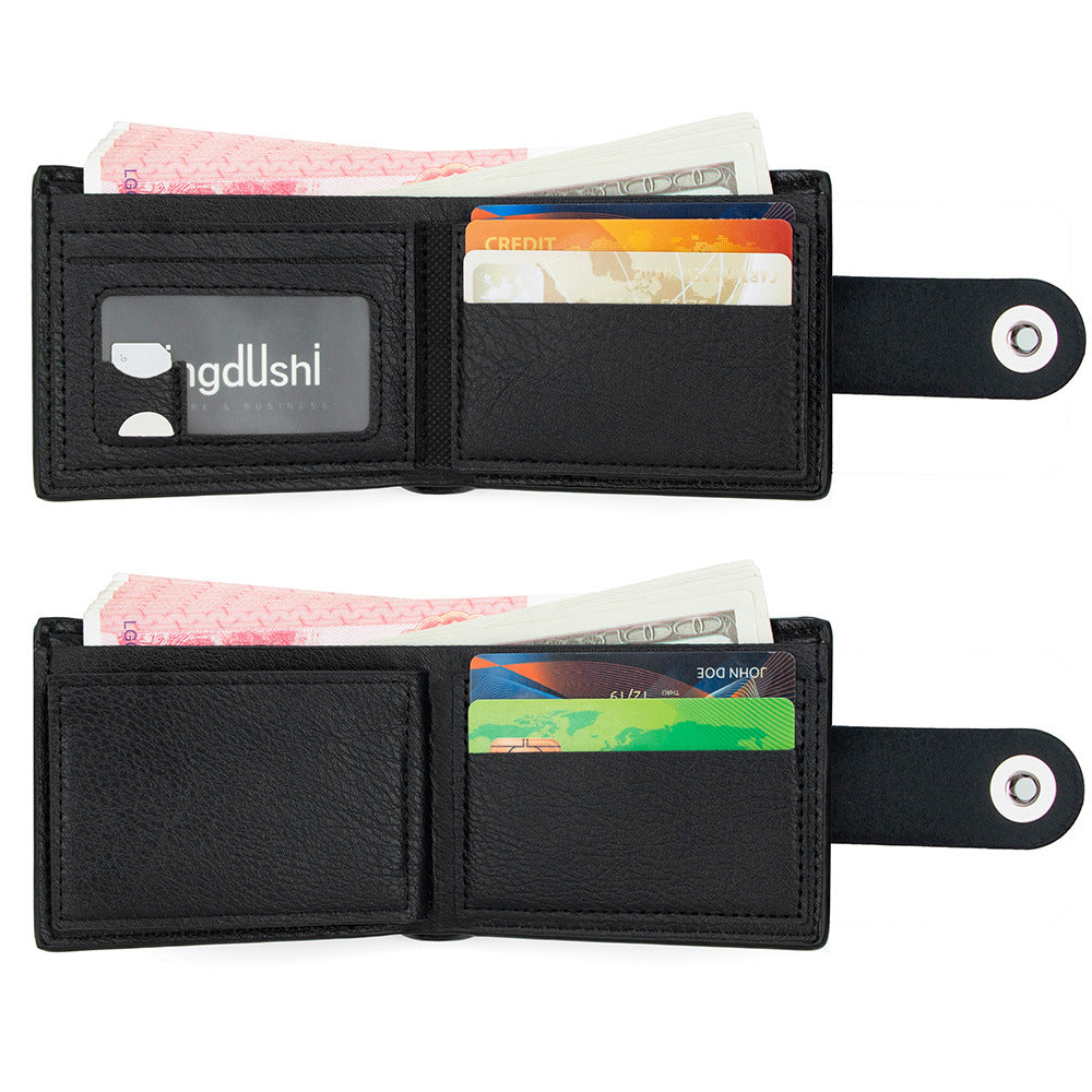 Retro Two-Tone Men's Wallet with Magnetic Clasp and Multiple Card Slots for Everyday Use